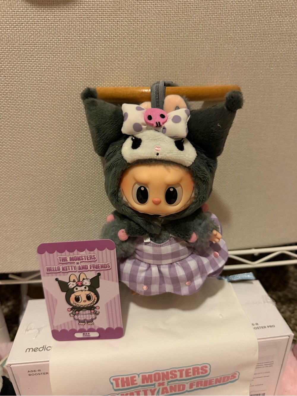 Kuromi Plush Key & Card Holder - Dark Gray and Lavender